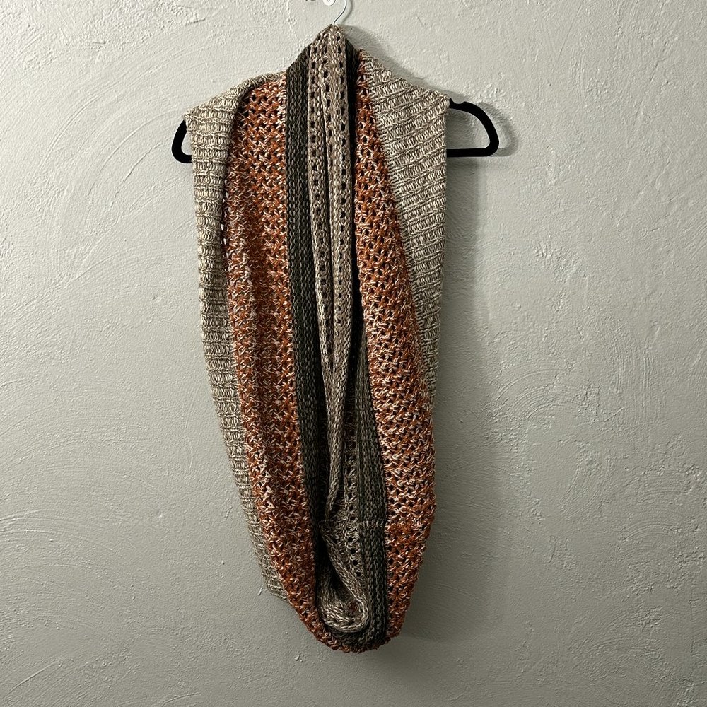 Open weave, earth toned circle scarf